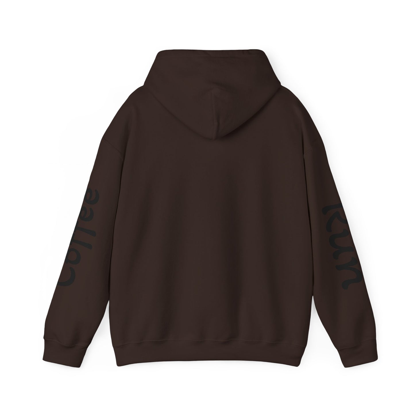 Coffee Cup Mascot Hoodie — Cute Running Coffee Mug Graphic Sweatshirt with Sleeve 'Coffee Run' Text