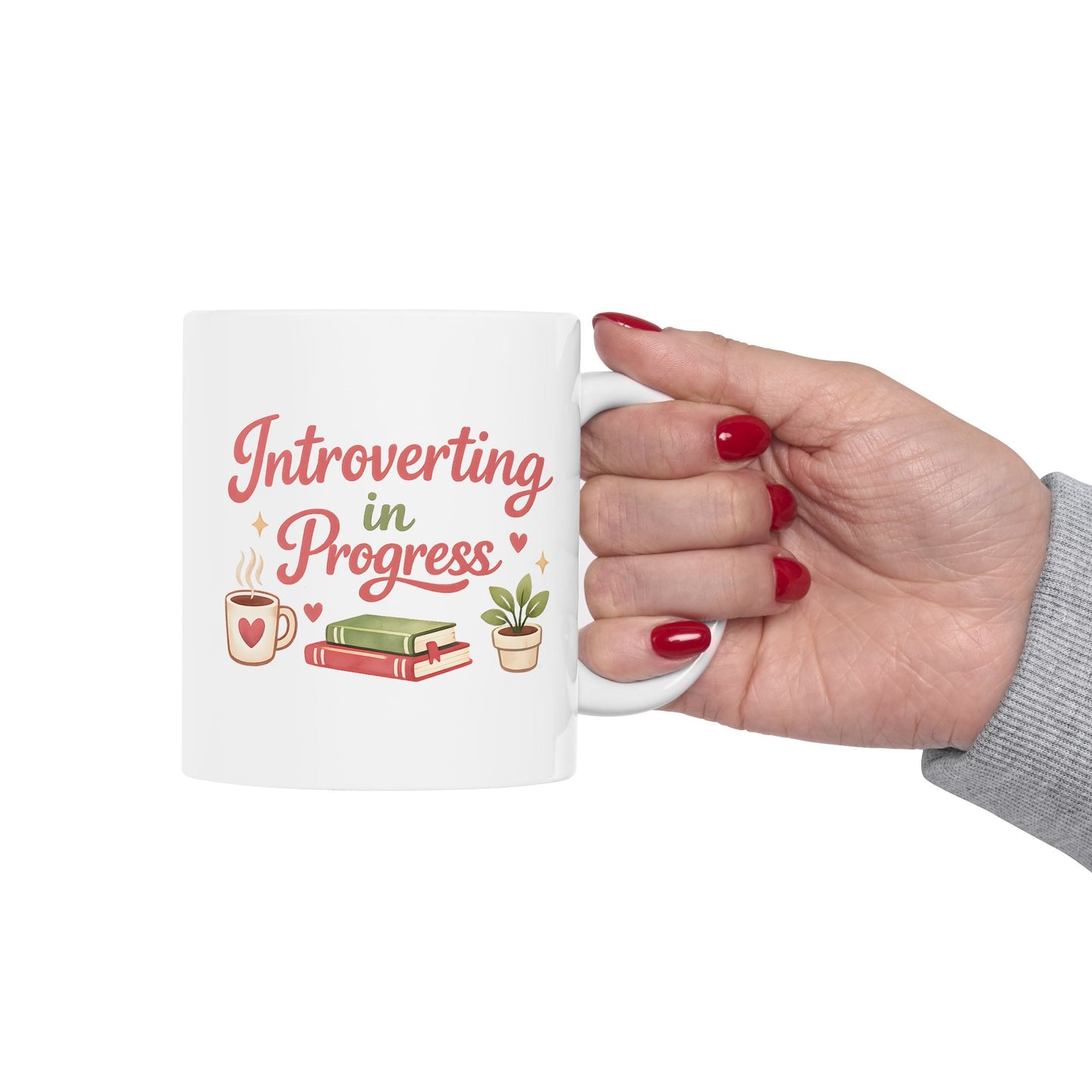 Introverting in Progress Mug – Cute Introvert Coffee Cup – Book Lover Gift – Cozy Reader Tea Mug – Funny Socially Awkward Ceramic Mug 11oz 15oz